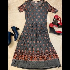Boutique knit dress NAVY red Bandanna print